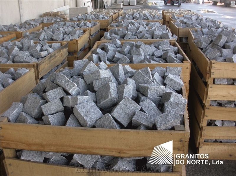 Cinza Alpendurada Granite Sawn Cobbles, Cube Stone, Grey Granite Cube Stone & Pavers Portugal