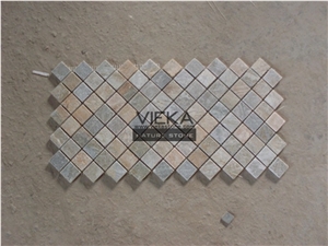 P014 Beige Yellow Color Slate Mosaic Tiles, Tumbled Brick Linear Strip Brick Mosaics,Split Face Mosaic Pattern for Wall Floor,Inside Outside Decoration Nature Brickstone 30.5x30.5cm