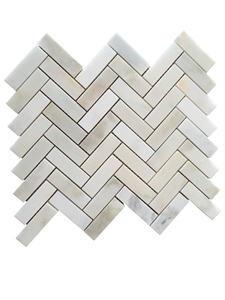Calacatta Marble - Brickbone Mosaic, White Marble Mosaic
