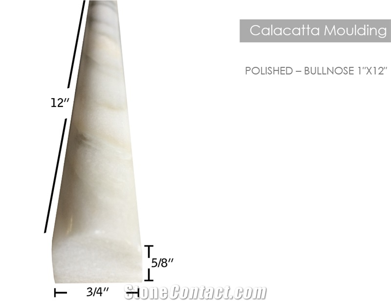 Calacatta Marble Pencil Molding, White Marble Border