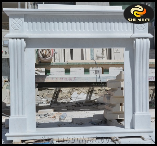 Cheap Marble Fireplace Mantel, White Marble Fireplace Mantel