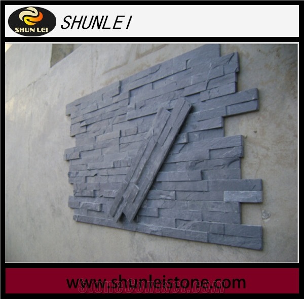 China Grey Slate Cultured Stone,Cheap Mini Panel Chinese Slate Stone Wall Panel, Ledge Stone Veneer Clearance