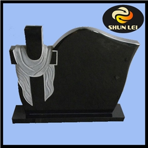 Chinese Granite Shanxi Black Granite Tombstone,Headstone, for Romania Style