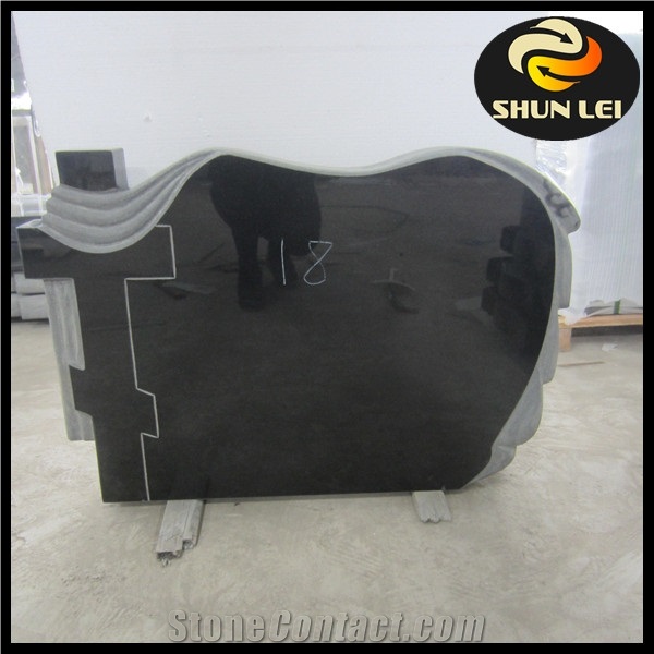 Chinese Granite Shanxi Black Granite Tombstone,Headstone, for Romania Style