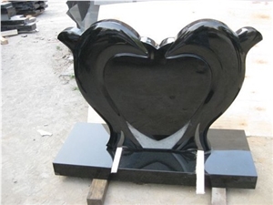 Heart Shaped Cemetery Monument, Black Granite Monument & Tombstone
