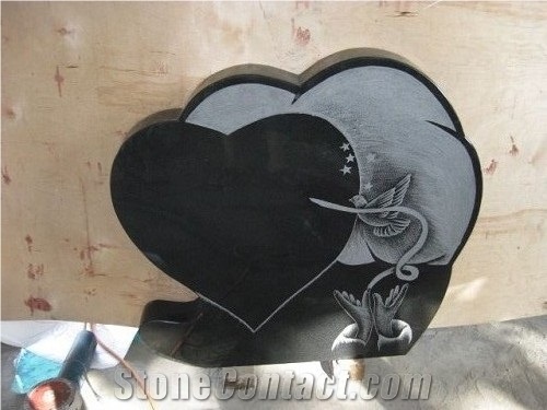 Heart Shaped Cemetery Monument, Black Granite Monument & Tombstone