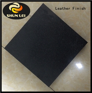 Leather Finish Black Granite Slabs, Leathered Black Granite