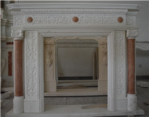 Marble Column Fireplace Mantel China White Marble Fireplace
