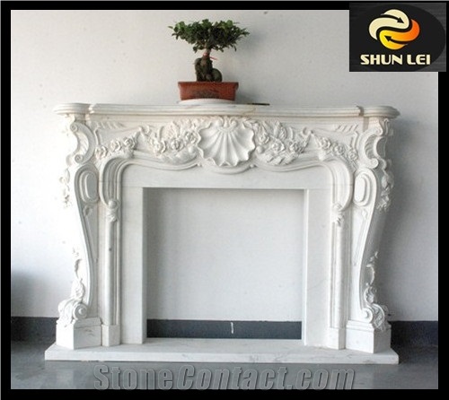 Marble Fireplace Mantel with Lion Head
