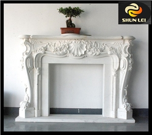 Marble Fireplace Mantel with Lion Head