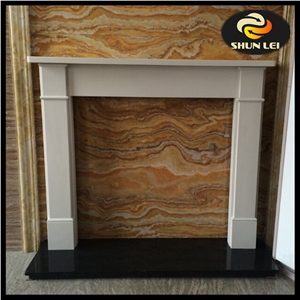 Micro Marble Fireplace Mantel Surround, White Marble Fireplace Mantel