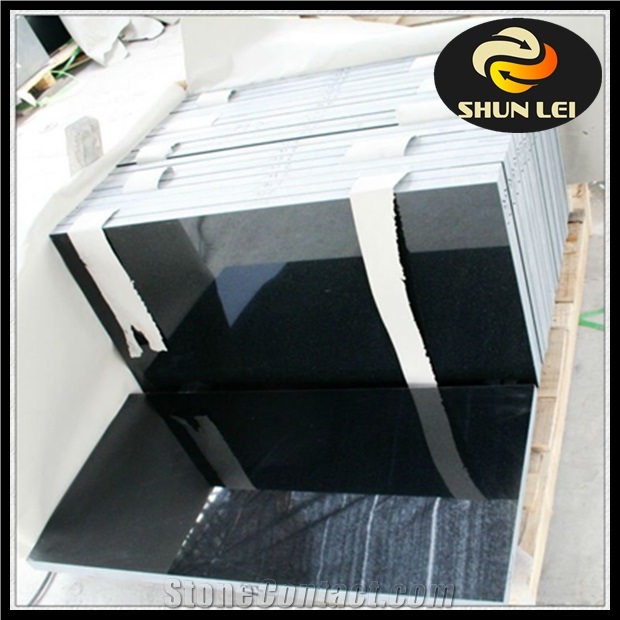 Natural Absolute Black Granite Tile, China Black Granite