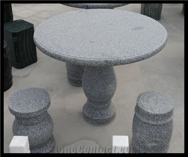Park Bench Design, Grey Granite Bench & Table, Exterior Furniture