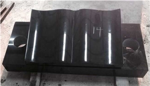 Shanxi Black Granite Book Shape Headstone