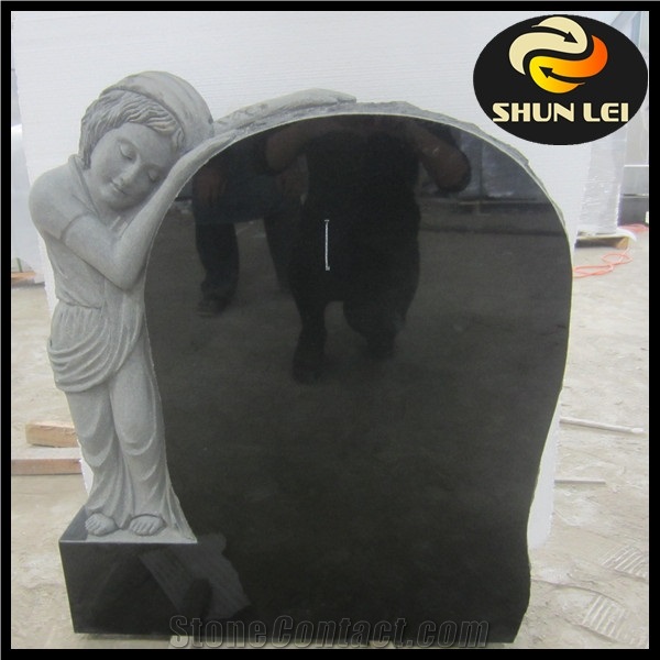 Shanxi Black Granite European Style Tombstone, Black Granite Tombstone ,Cross Tombstones