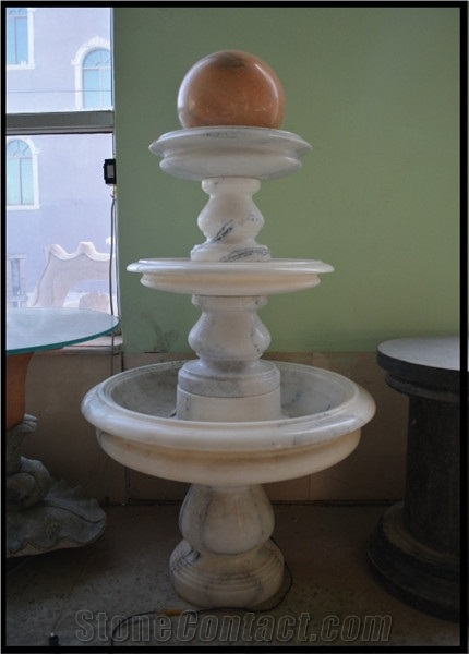Small Indoor Water Fountain, White Marble Fountain