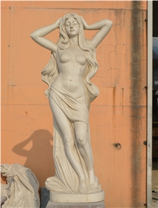 Stone Carving Sexy Lady Marble Statue, White Marble Statues