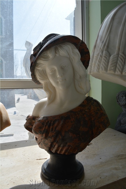 Stone Head Sculpture, White Marble Sculpture & Statue