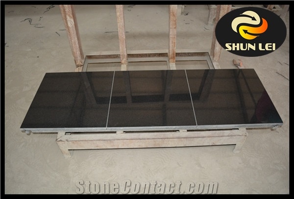 Three Pieces Joint and Filled Granite Fireplace Hearth Shanxi Black Granite Fireplace Hearth