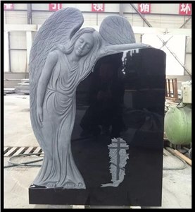 Weeping Angel Monument, Black Granite Angel Monuments
