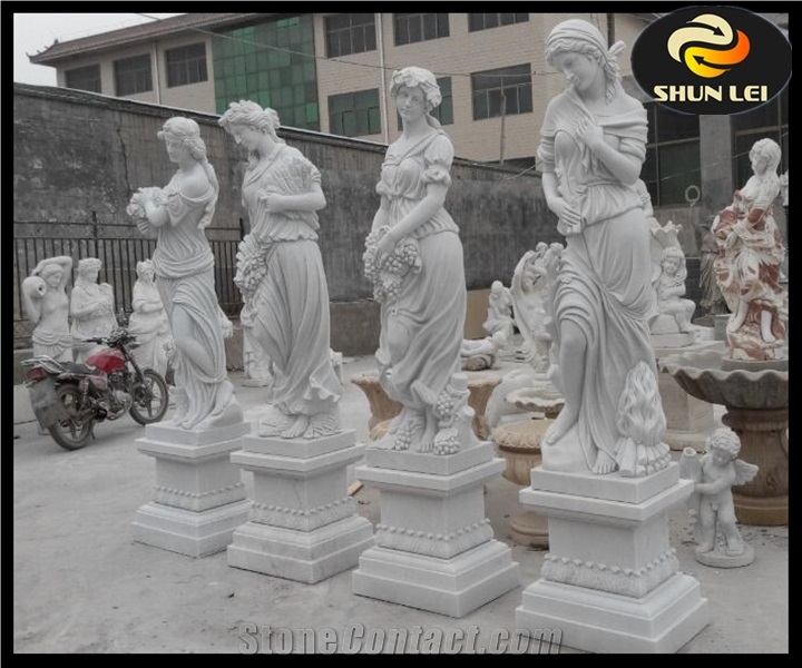 White Marble Women Statues Garden Sculpture