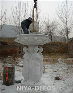 China White Marble Human Sculptured Fountains/Exterior Fountains/Landscaping Stone