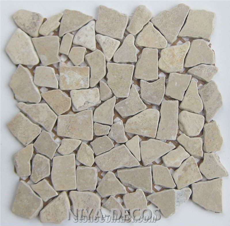 Classic Beige Travertine Mosaic Tiles with Split Face