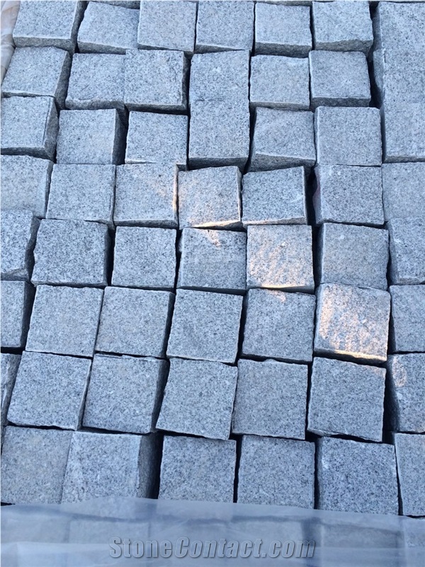Fargo G603 Granite Cube Stone with All Sides Natural Split, Light Grey Granite Natural Cobble Stone for Garden Stepping Pavements, Cube Stones for Walkway/Driveway/Courtyard Road