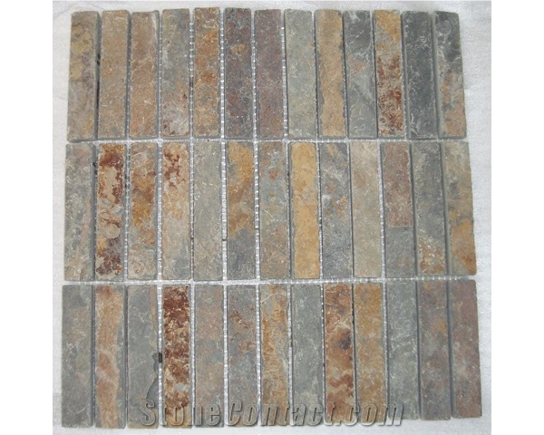Brown Slate Mosaic for Interior-Exterior Decoration