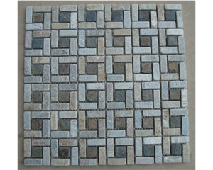Chipped Slate Flower Mosaic Pattern for Interior Decoration