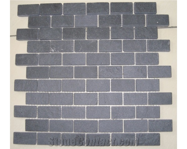 Dark Grey Brick Slate Mosaic for Wall Cladding