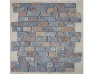 Floor Slate Mosaic for Flooring, China Multicolor Slate Mosaic
