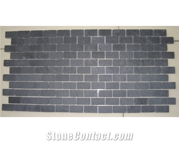 Linear Dark Grey Slate Mosaic for Interior Decoration