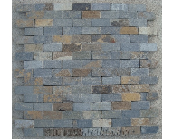 Linear Grey and Brown Slate Mosaic