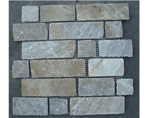 Linear Slate Strips Mosaic, Grey Slate Mosaic