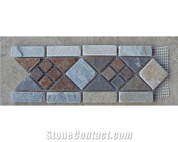 Linear Strips Slate Mosaic