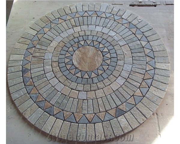 Round Linear Slate Mosaic