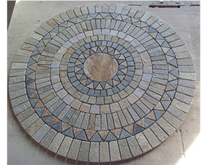 Round Linear Slate Mosaic