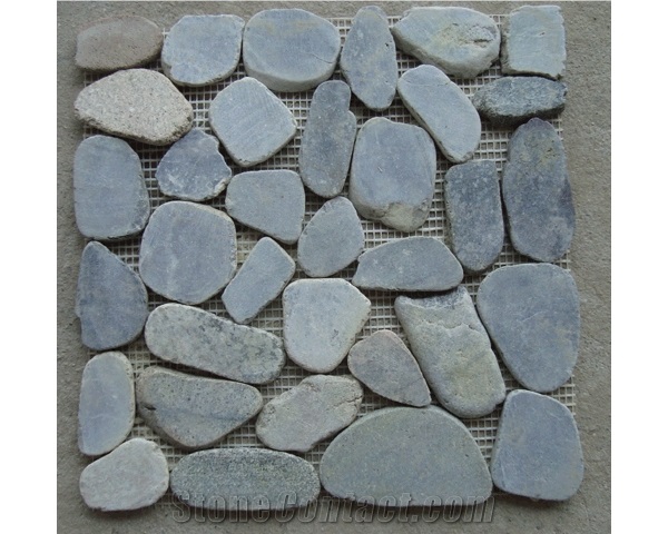 Tumbled Slate Pebble Mosaic, Grey Slate Pebble Mosaic