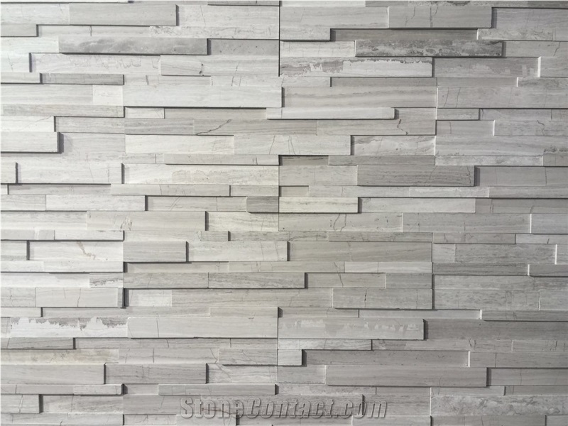 White Grey Wooden Vein Marble Wall Cladding, Cultured Stone