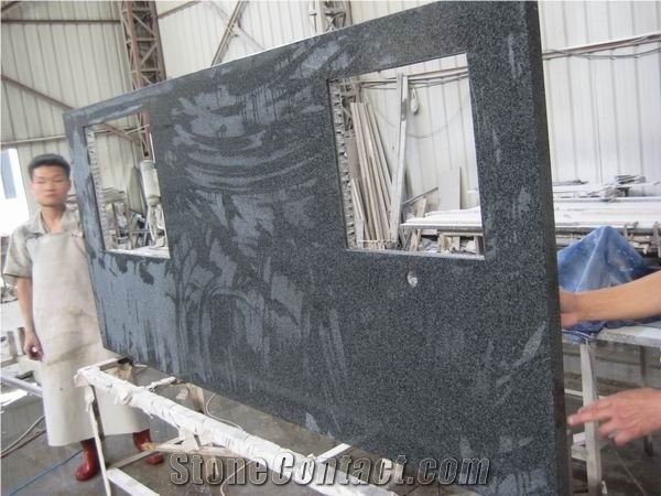 Pingnan Sesame Black Granite Kitchen Countertops,G654 Granite Kitchen Tops,Padang Dark Granite Kitchen Countertops
