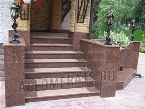 Kapustinsky Granite Entrance Stairs, Red Granite Stairs & Steps Ukraine