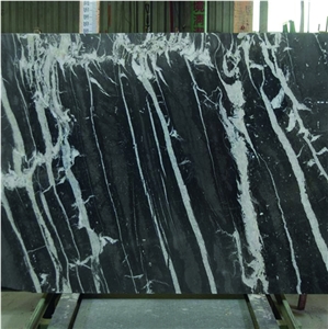 Montana Silver Ice Marble Slabs, Black Polished Marble Floor Tiles, Wall Tiles