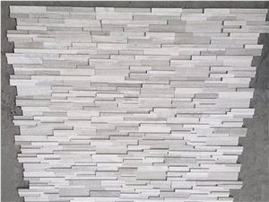 Wooden White Marble Cultured Stone, White Marble Wall Cladding