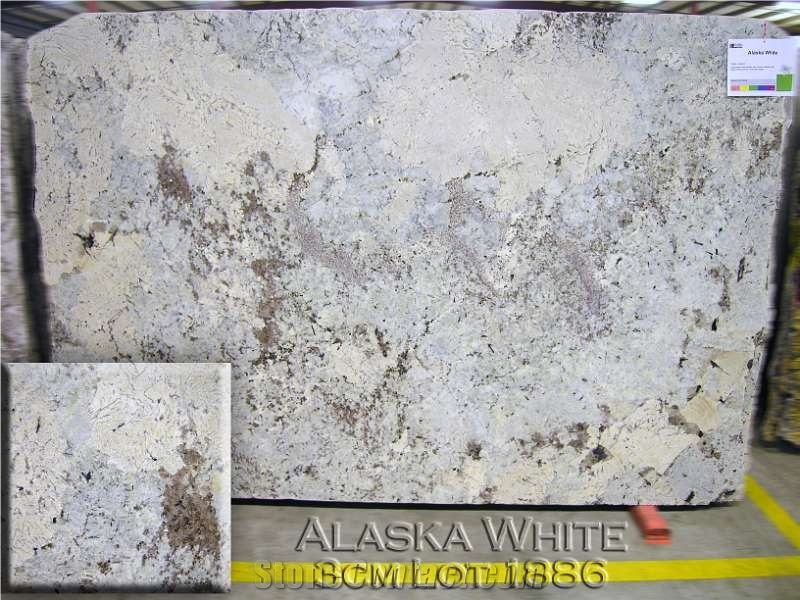 Xiamen China Alaska White Granite Slab Tile Paver Cover Flooring Polished Honed Flamed Split Cross & Vein Cut Patterns