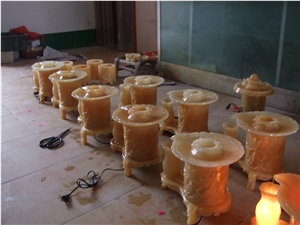 Yellow Onyx Fountain,Led Light Sculptured Fountains