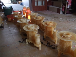 Yellow Onyx Fountain,Led Light Sculptured Fountains