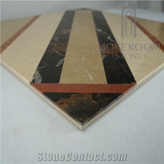 Australia Queensland Golden Beige Composited Marble Floor Tile Waterjet Composited Medallion