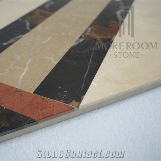 Australia Queensland Golden Beige Composited Marble Floor Tile Waterjet Composited Medallion