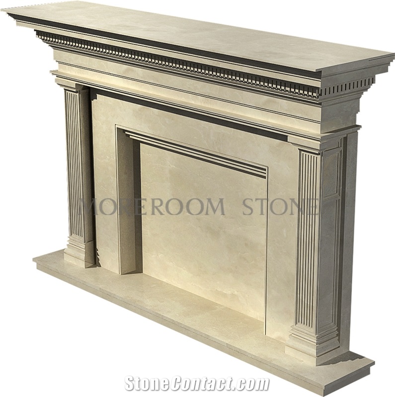 Chinese Factory Beige Marble Fireplace Design Ideas Natural Stone